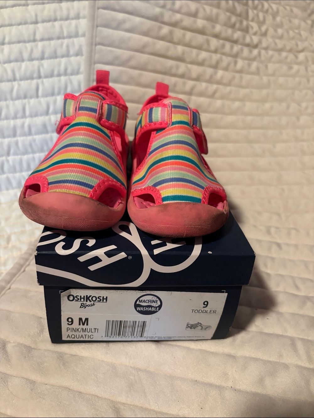 OshKosh B'gosh Pink Rainbow Striped Toddler Water Shoes